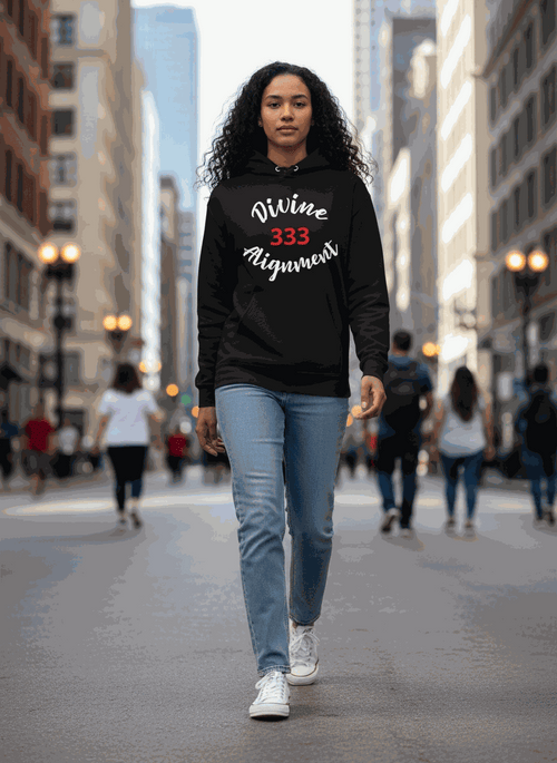 Unisex Champion hoodie with 333 angel number design representing divine protection and spiritual guidance