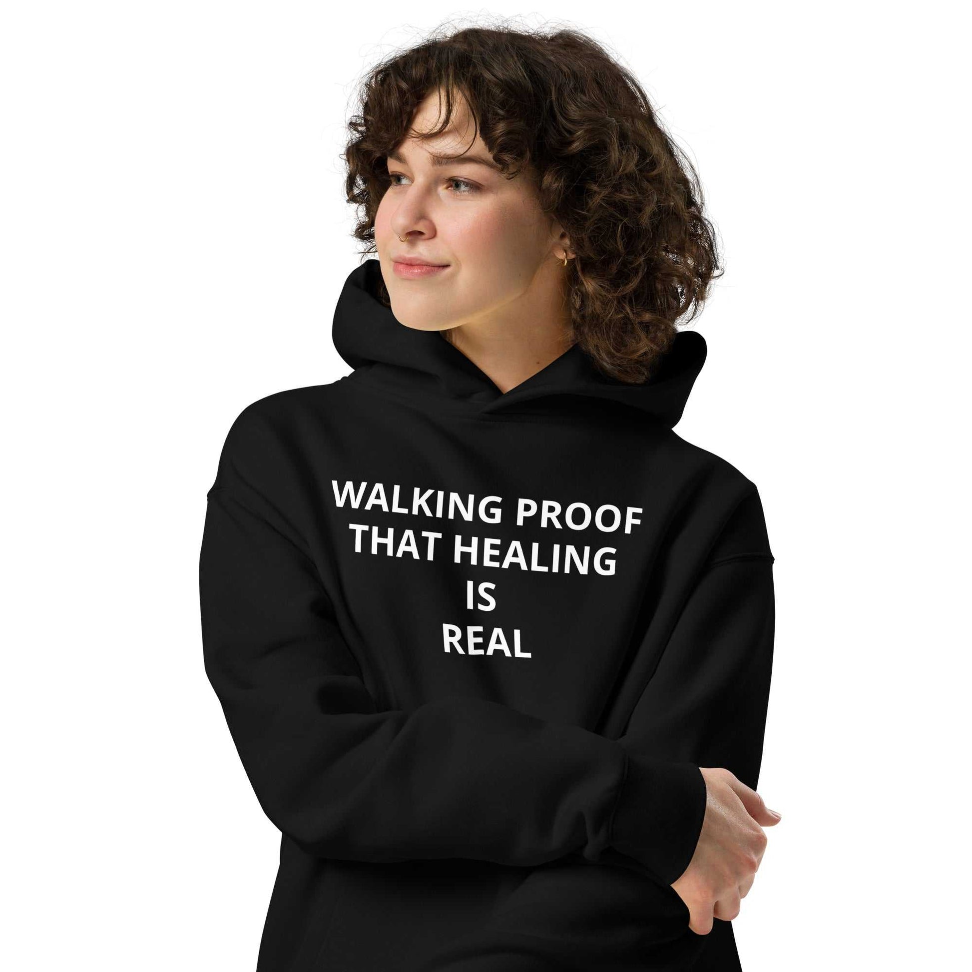 Unisex oversized premium heavyweight spiritual hoodie with angel number design and double-lined hood