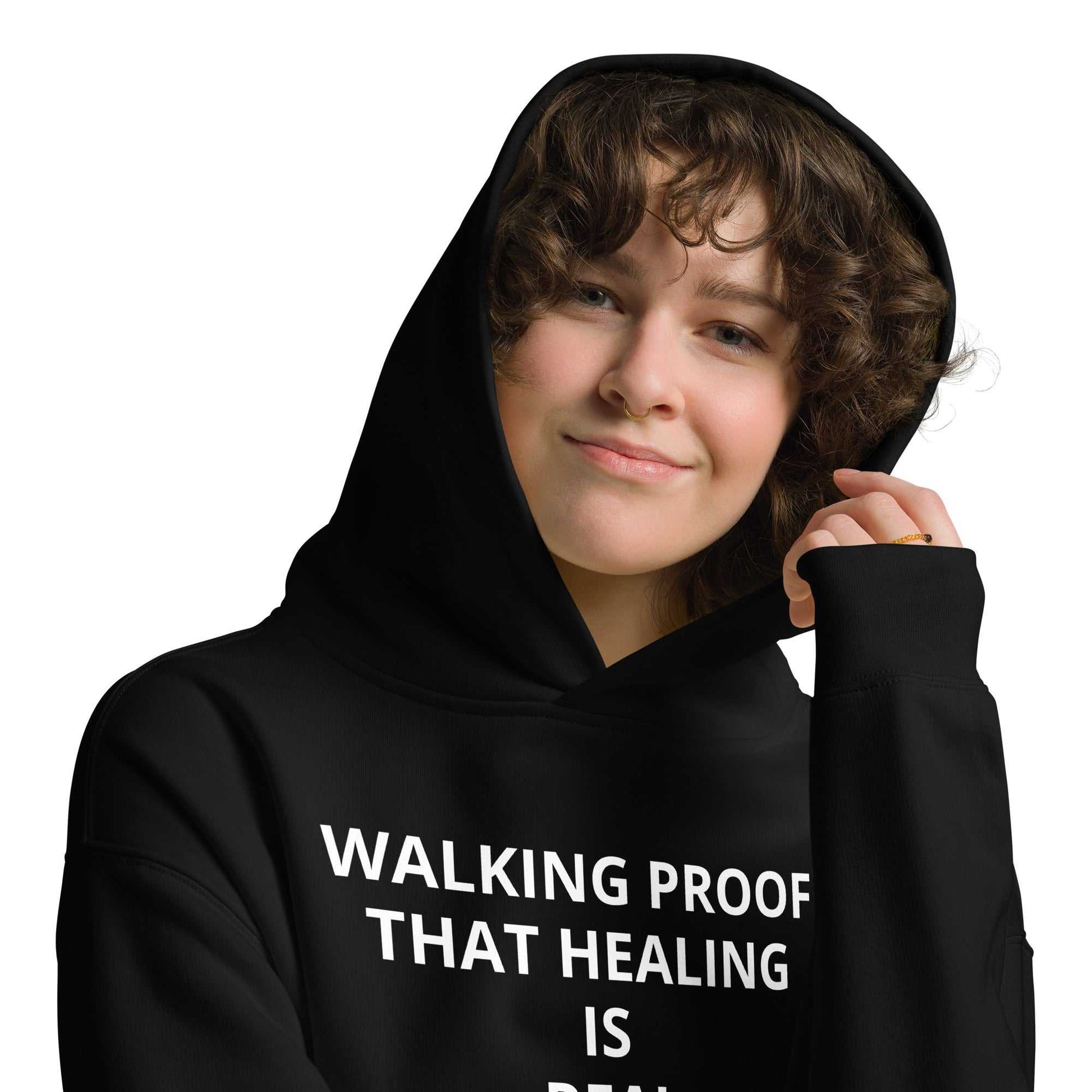Unisex oversized heavyweight spiritual hoodie with angel number design and front pouch pocket