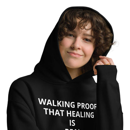 Unisex oversized heavyweight spiritual hoodie with angel number design and front pouch pocket