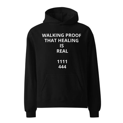 Unisex oversized hoodie with heavyweight fabric and spiritual angel number design