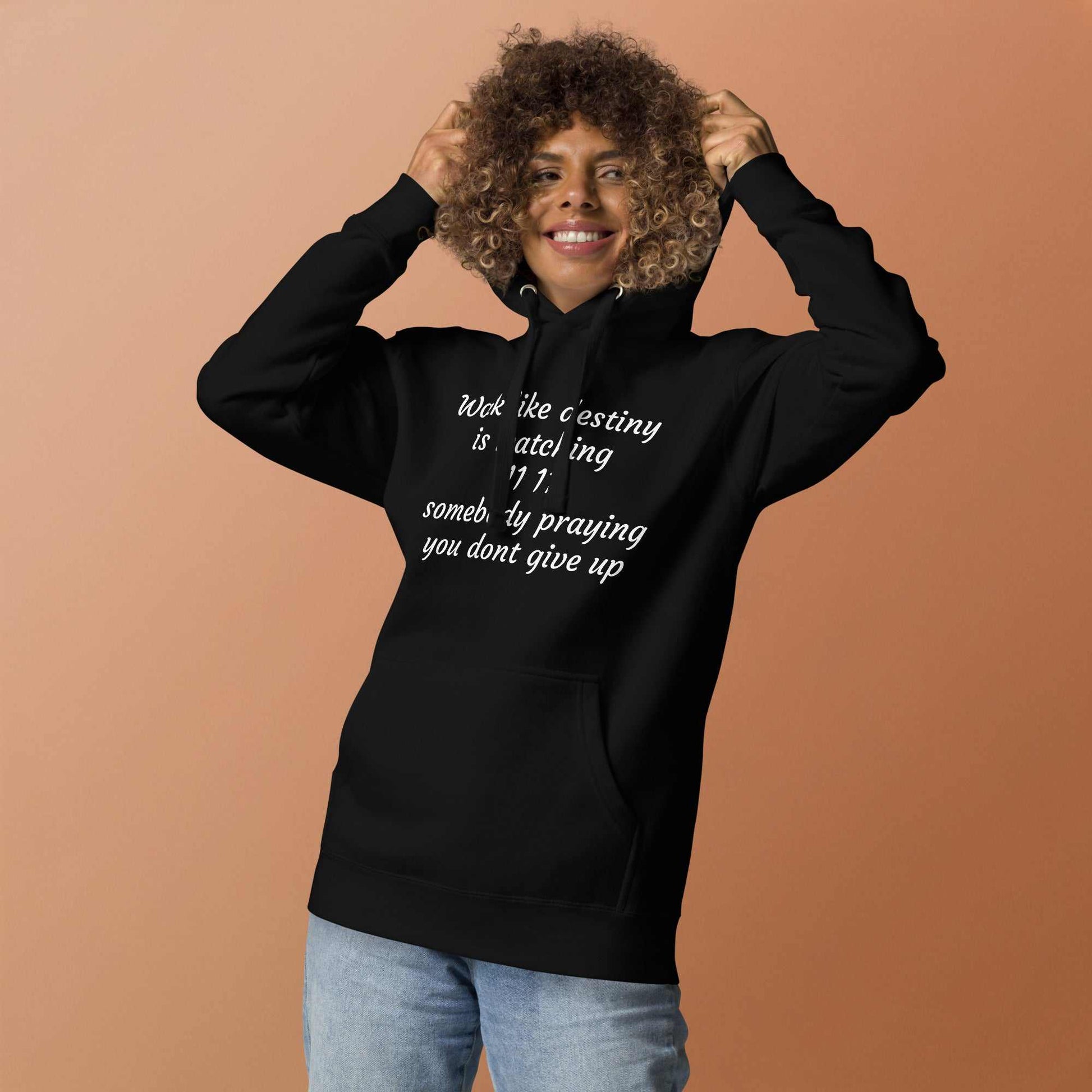 Unisex angel number hoodie with spiritual affirmations and cozy cotton blend fabric