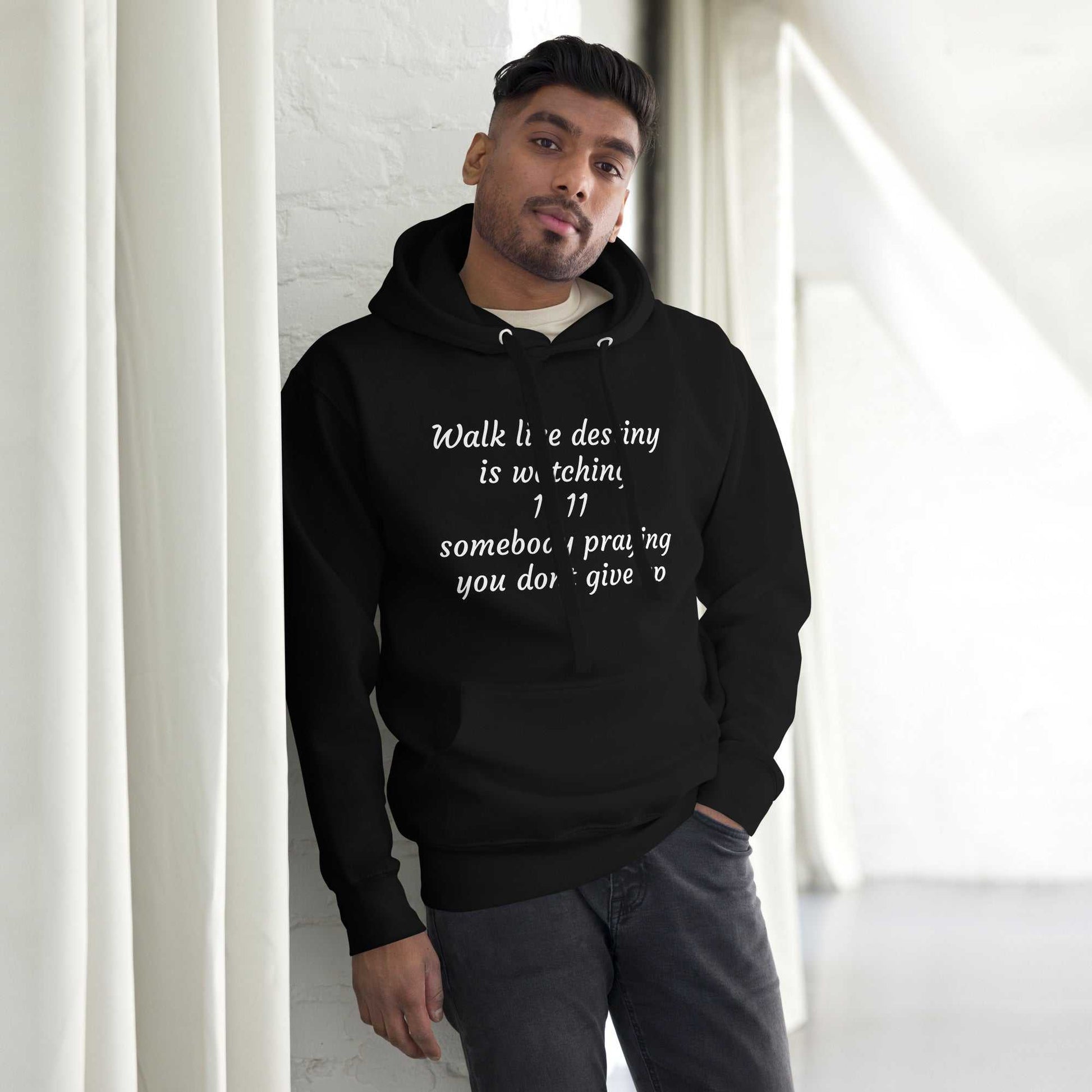 Unisex angel number hoodie with spiritual affirmations and cozy cotton blend fabric