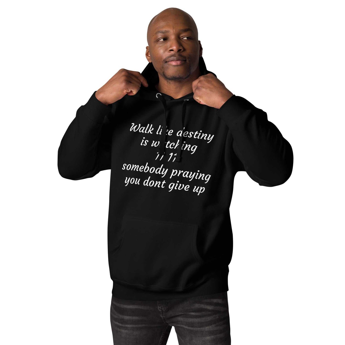 Unisex hoodie with angel number design and spiritual affirmations in soft cotton blend fabric