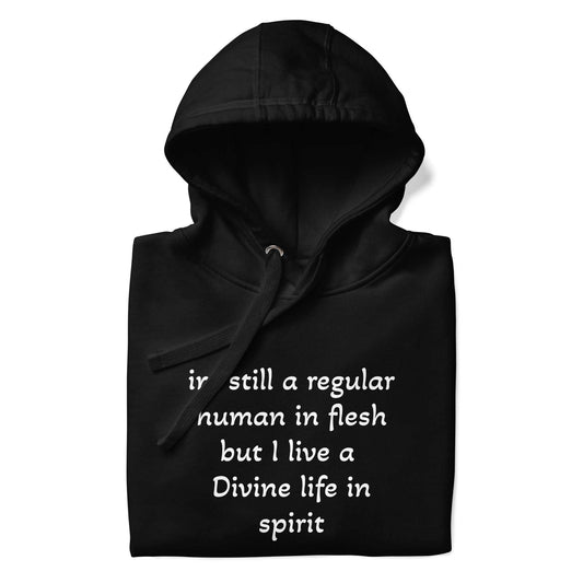 Unisex hoodie with kangaroo pocket and drawcord hood in soft cotton blend for divine comfort and spiritual energy protection