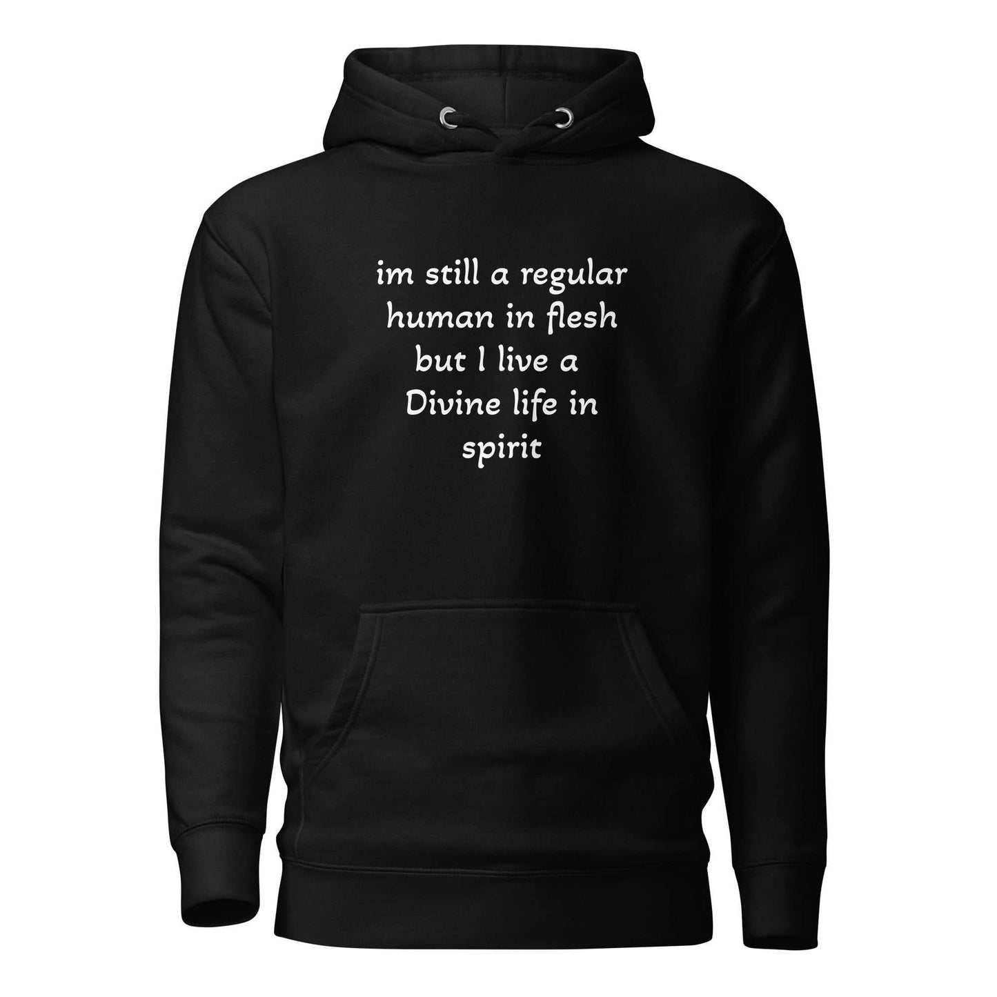 Unisex hoodie in premium cotton blend with kangaroo pocket and drawcord hood, designed for spiritual comfort and energy protection