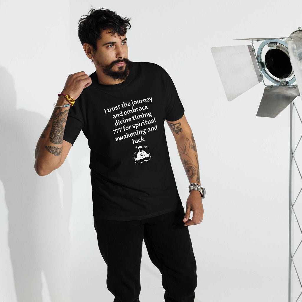 Men's premium heavyweight tee with spiritual affirmation and durable cotton fabric