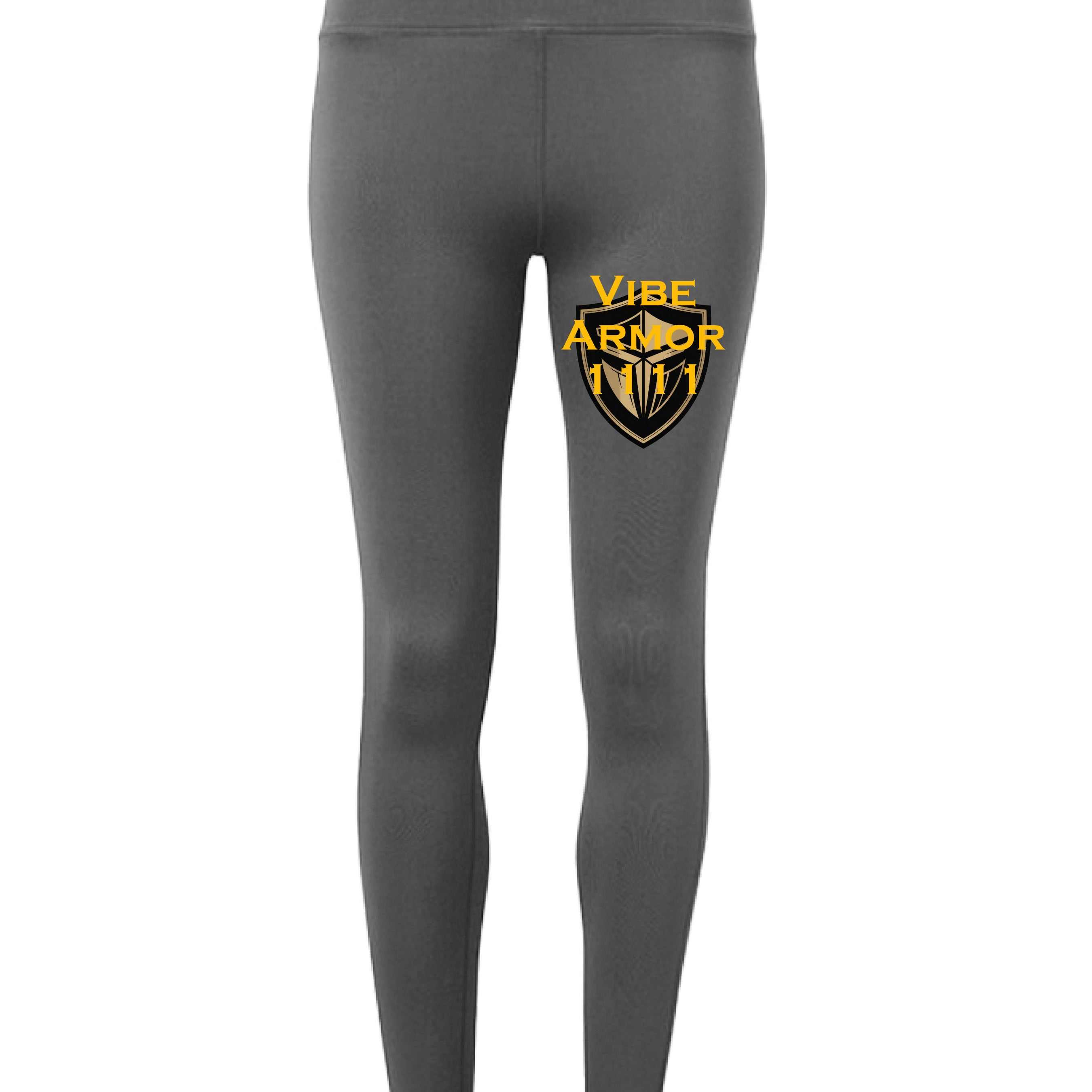 Woman wearing TriDri TD531 Ladies' Performance Leggings in navy, eco-conscious full-length compression activewear with side pockets and elastic waistband