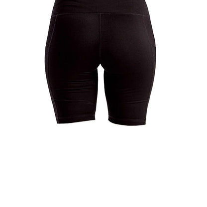 Black TriDri TD046 Ladies' Performance Legging Short with compression fit and functional side pockets, eco-conscious activewear for women