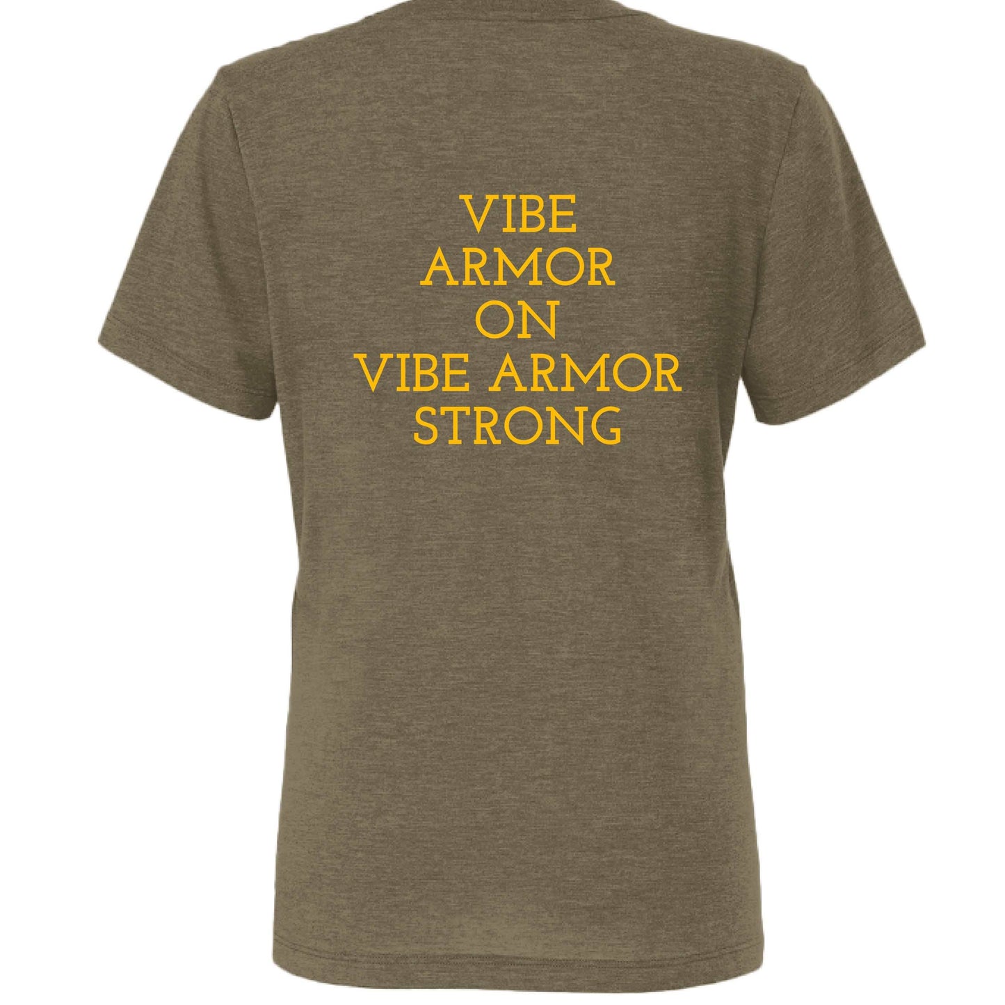Vibe Armor Women's Relaxed Triblend Bella + Canvas T-Shirt in navy with relaxed fit and spiritual design