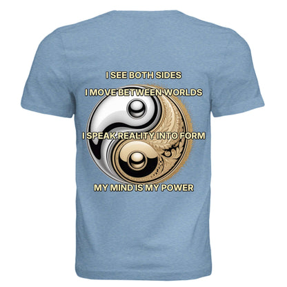Gemini zodiac luxury tee made from Bella + Canvas 3413C triblend fabric with duality design