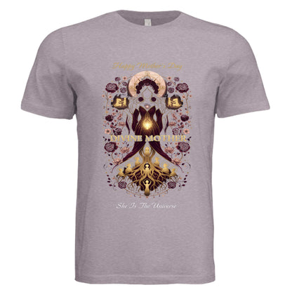 Divine Mother Unisex Tee featuring Bella + Canvas 3413C fabric with celestial goddess design for Mother's Day gift