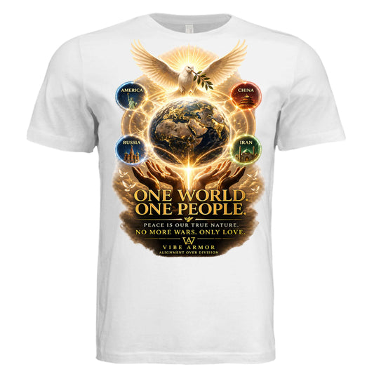 World Peace Tee by Vibe Armor on ultra-soft unisex triblend fabric promoting inner peace and positive energy
