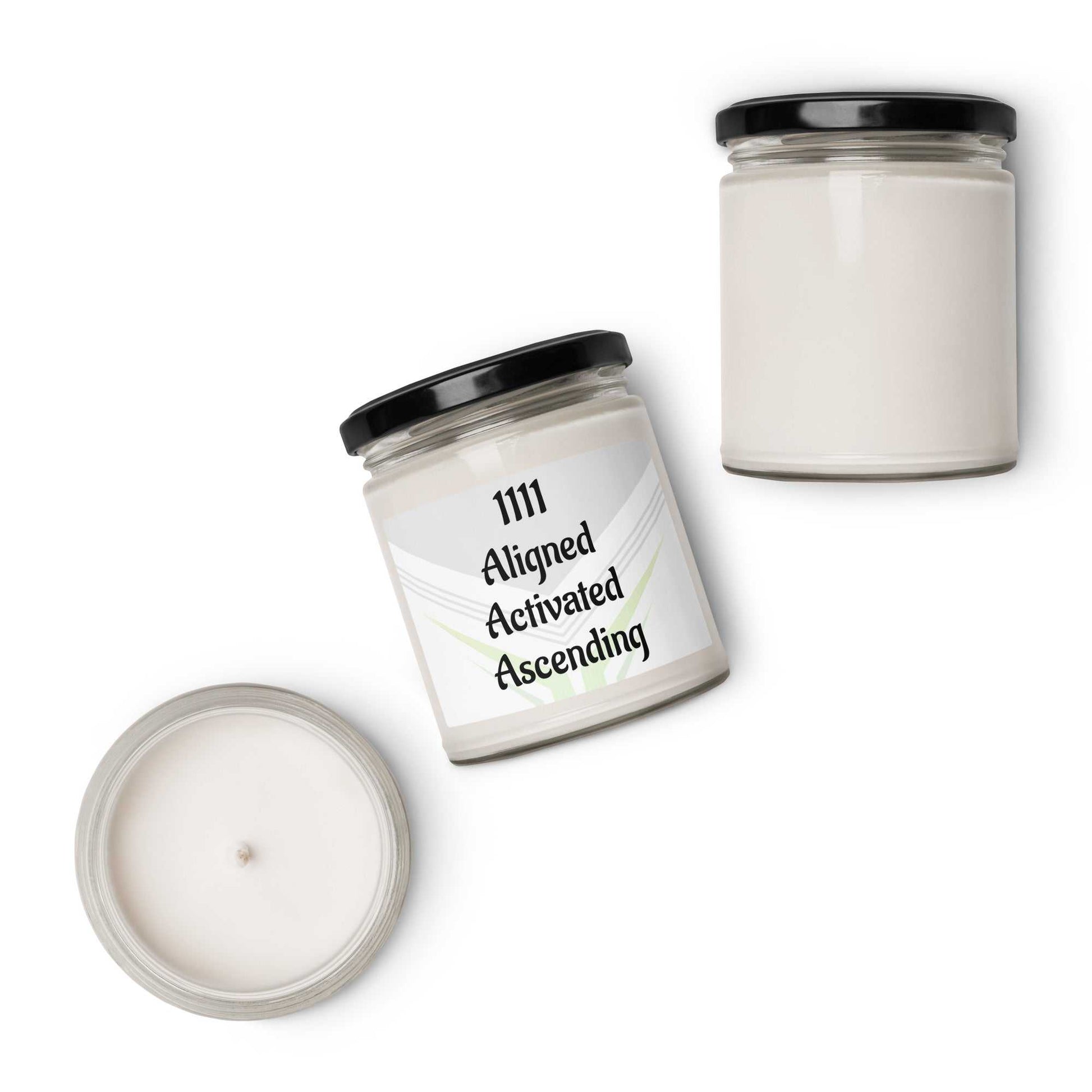 Handcrafted scented soy candle in glass jar for spiritual rituals and meditation