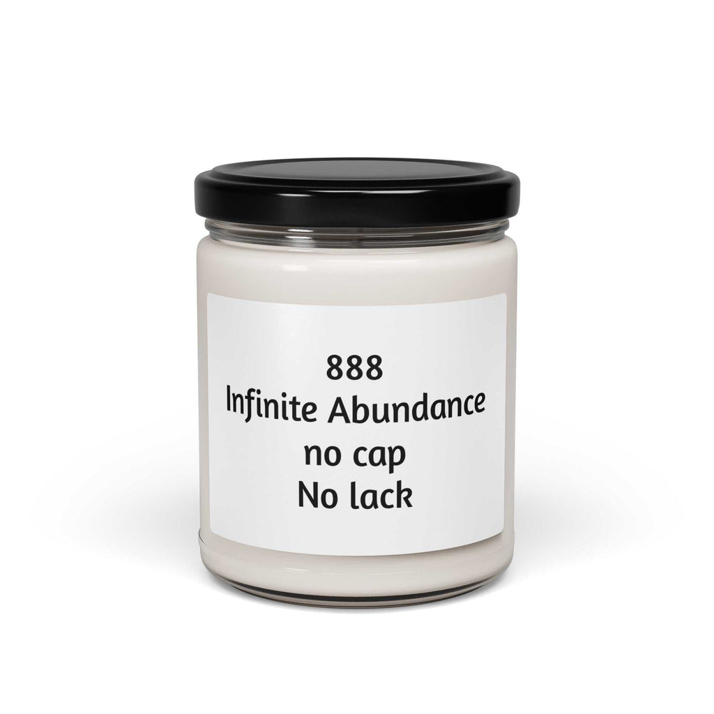 Scented soy candle in glass jar with minimalist design for spiritual ambiance