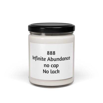 Scented soy candle in glass jar with minimalist design for spiritual ambiance