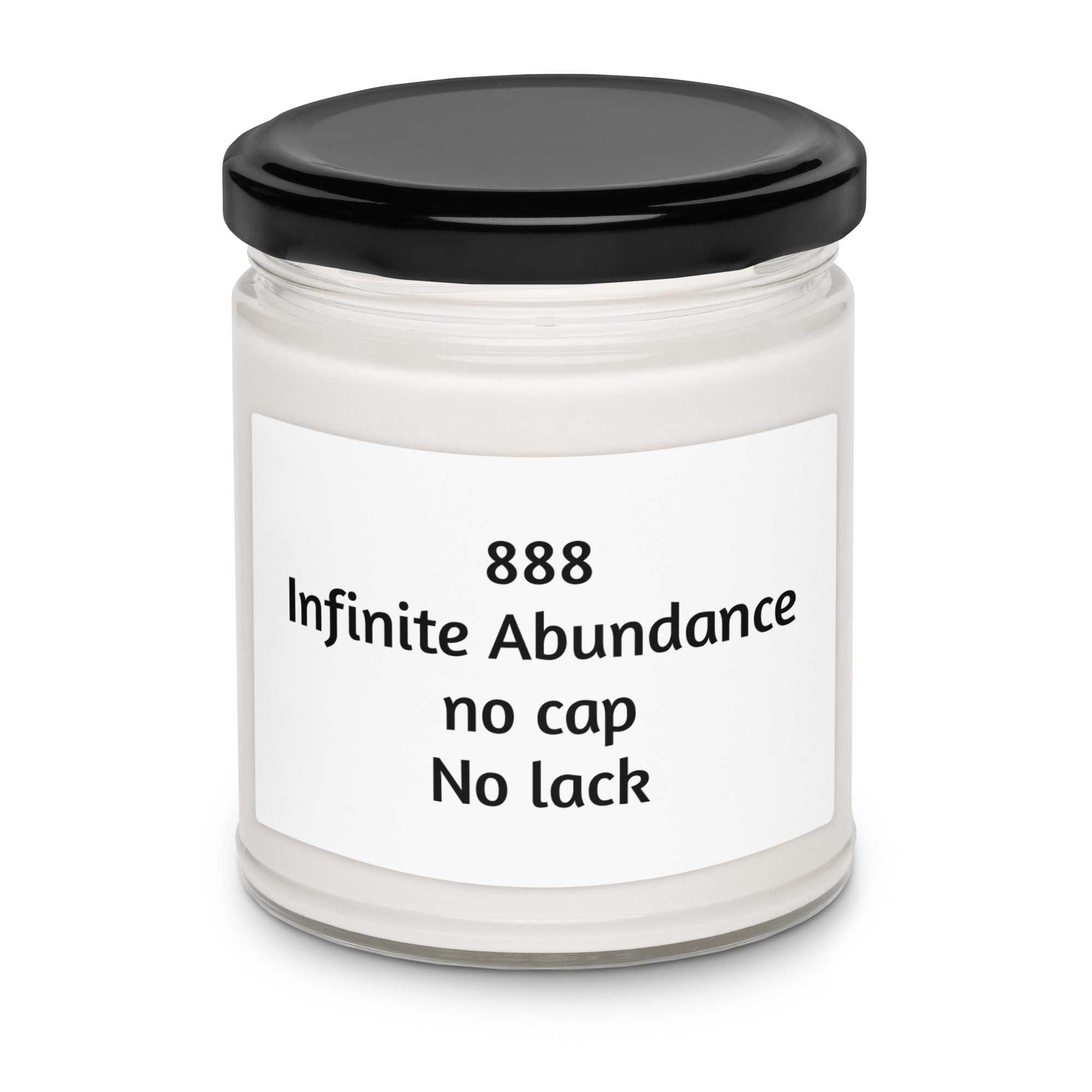 Scented soy candle in glass jar with cotton wick, natural soy wax, and calming fragrance