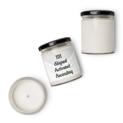 Scented soy candle in a glass jar for spiritual ambiance and meditation