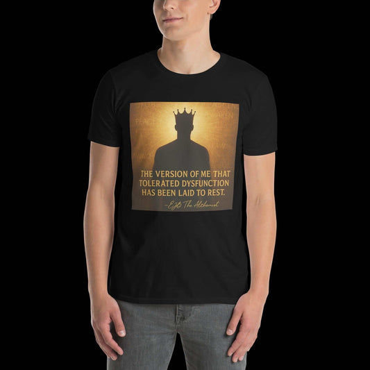 Short-sleeve unisex t-shirt in white with uplifting affirmation, made from soft 100% ring-spun cotton, featuring a relaxed, durable fit for everyday comfort and personal transformation.