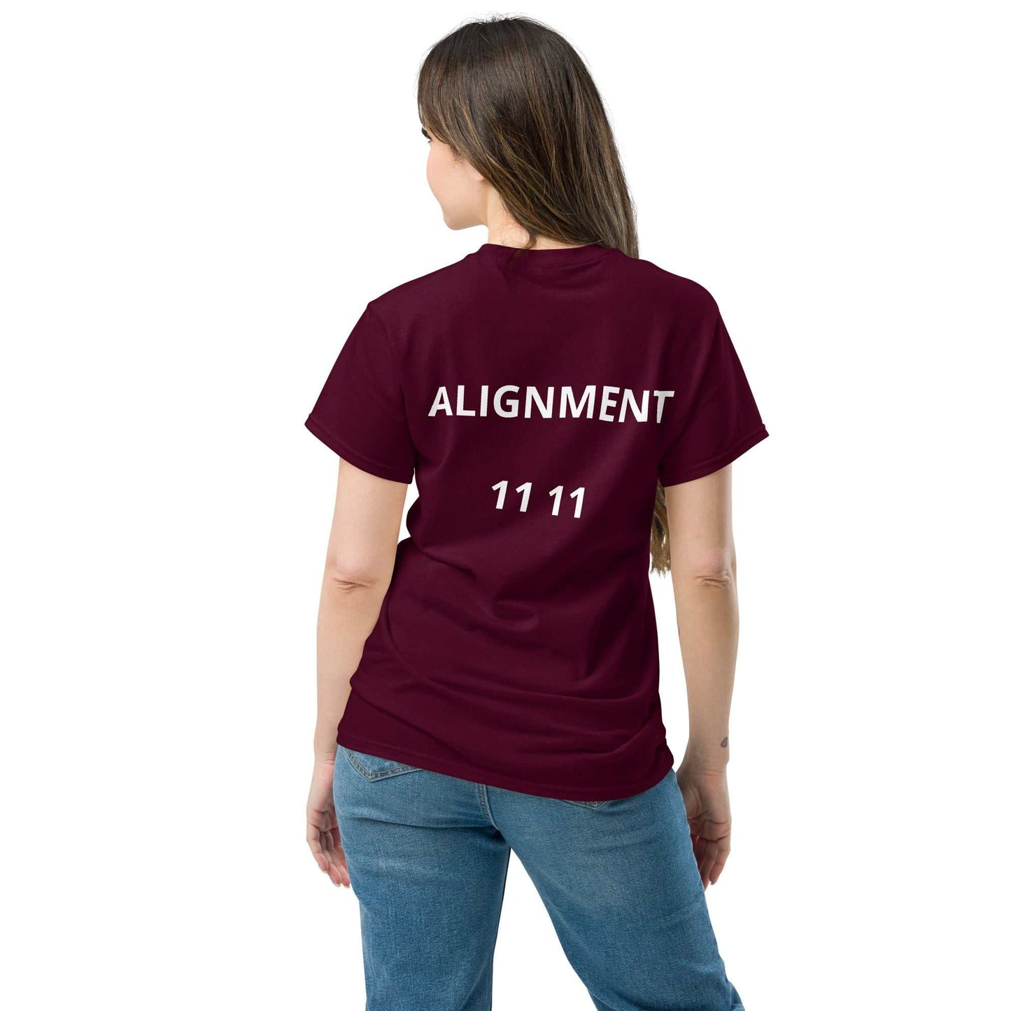 Unisex classic tee in premium cotton with clean lines and spiritual affirmation design
