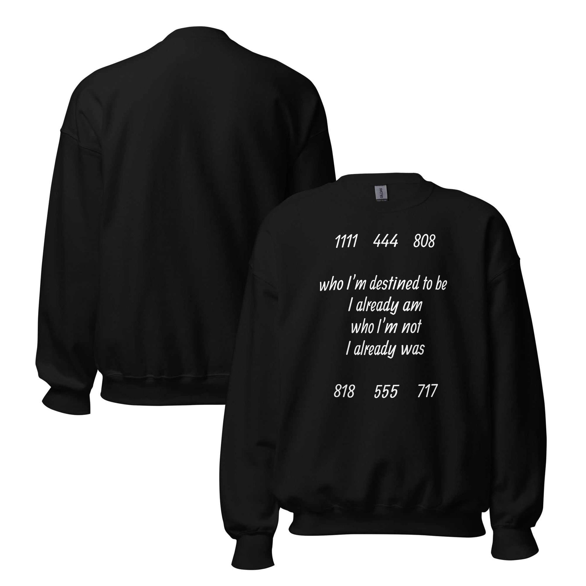 Unisex Angel Number sweatshirt made from cozy cotton-poly blend with spiritual affirmation design and durable rib knit collar, perfect for layering and mindful living.