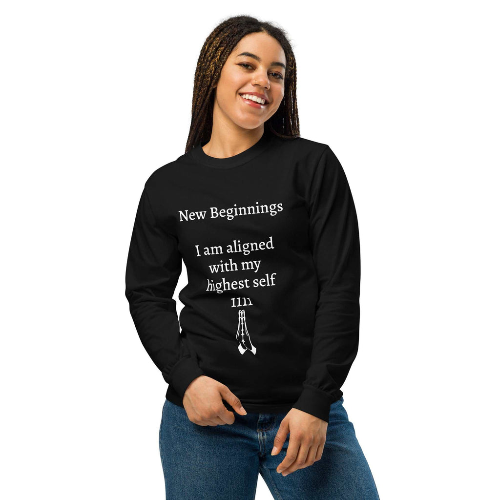Garment-dyed heavyweight long-sleeve shirt in rich saturated color with relaxed crew neck for spiritual alignment and durability