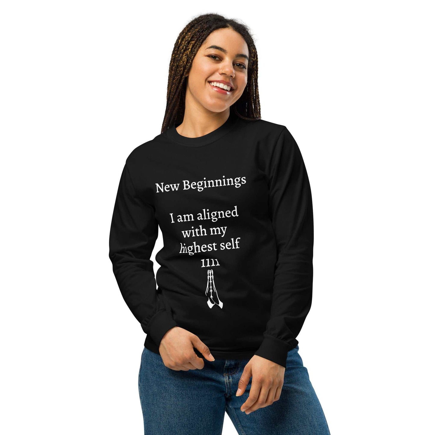 Garment-dyed heavyweight long-sleeve shirt in rich saturated color with relaxed crew neck for spiritual alignment and durability