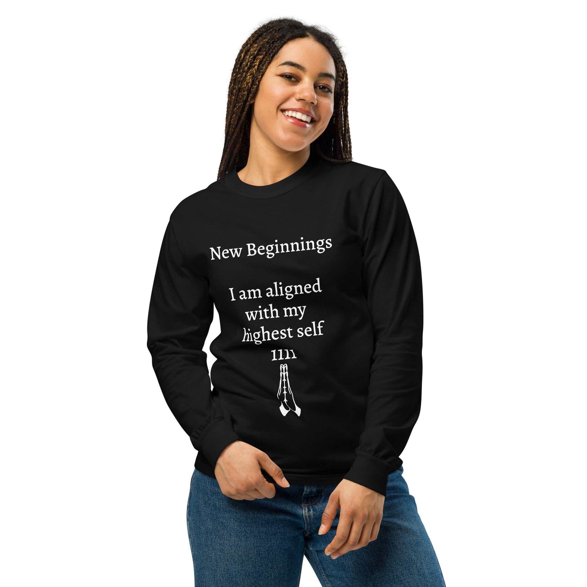 Garment-dyed heavyweight long-sleeve shirt in rich saturated color with relaxed crew neck for spiritual alignment and durability