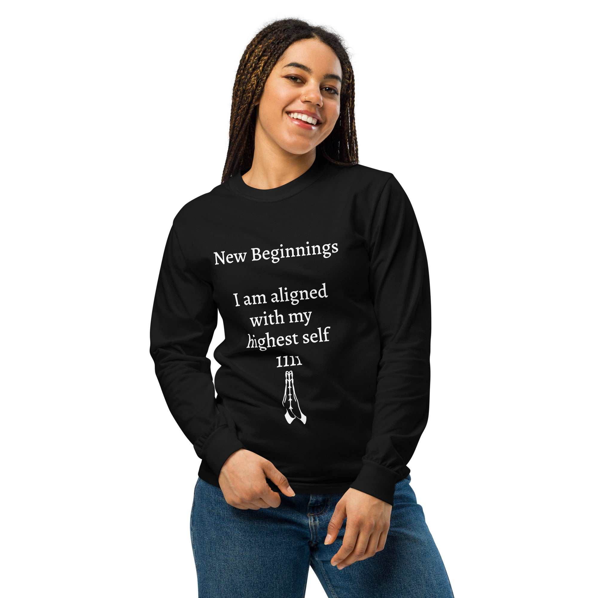 Garment-dyed heavyweight long-sleeve shirt in rich saturated color with relaxed crew neck for spiritual alignment and durability