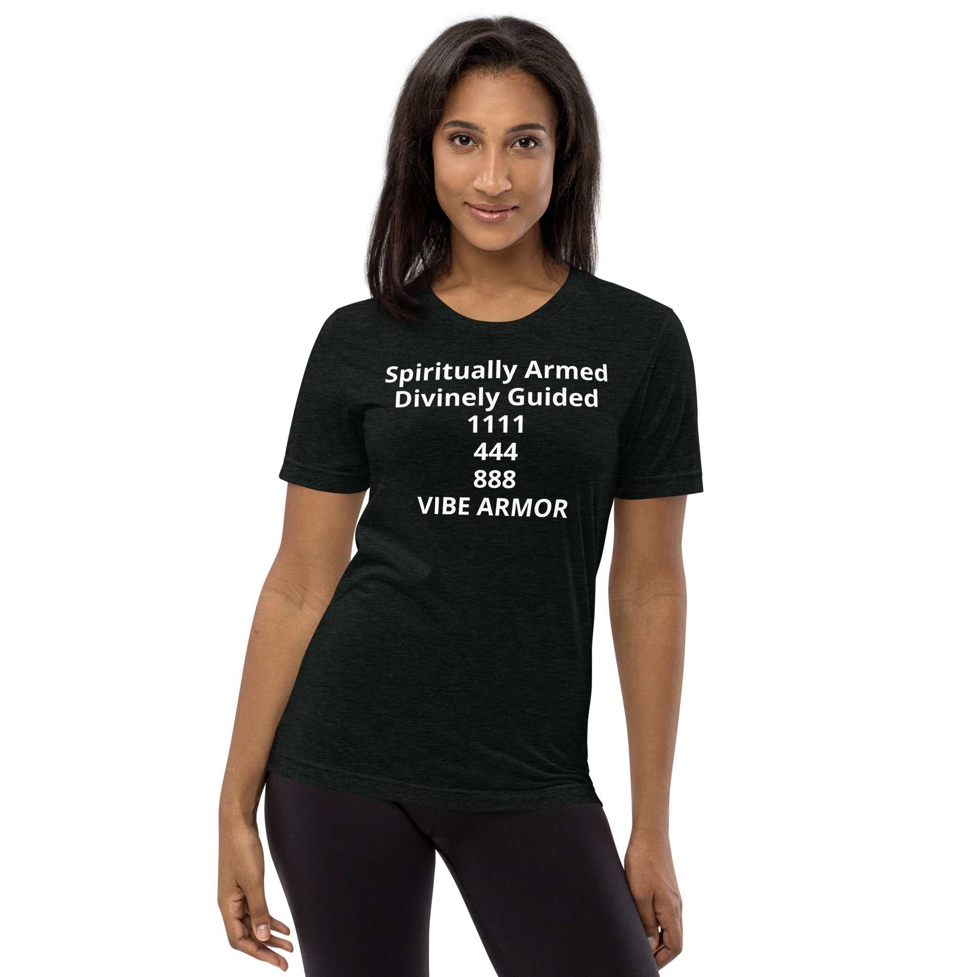 Short sleeve t-shirt with spiritual design and breathable tri-blend fabric for everyday wear
