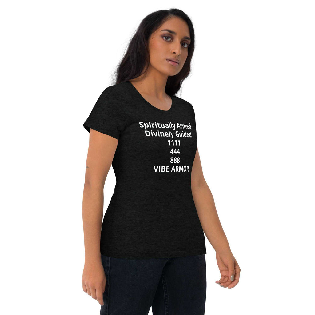Short sleeve t-shirt with active angel number design, breathable tri-blend fabric, and minimalist spiritual style