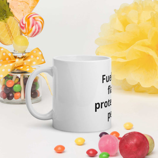 White glossy ceramic affirmation mug with inspirational design for coffee or tea