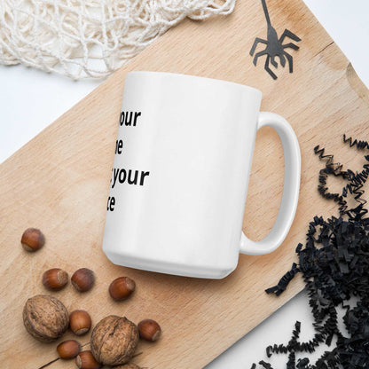White glossy ceramic affirmation mug with inspirational design and durable finish