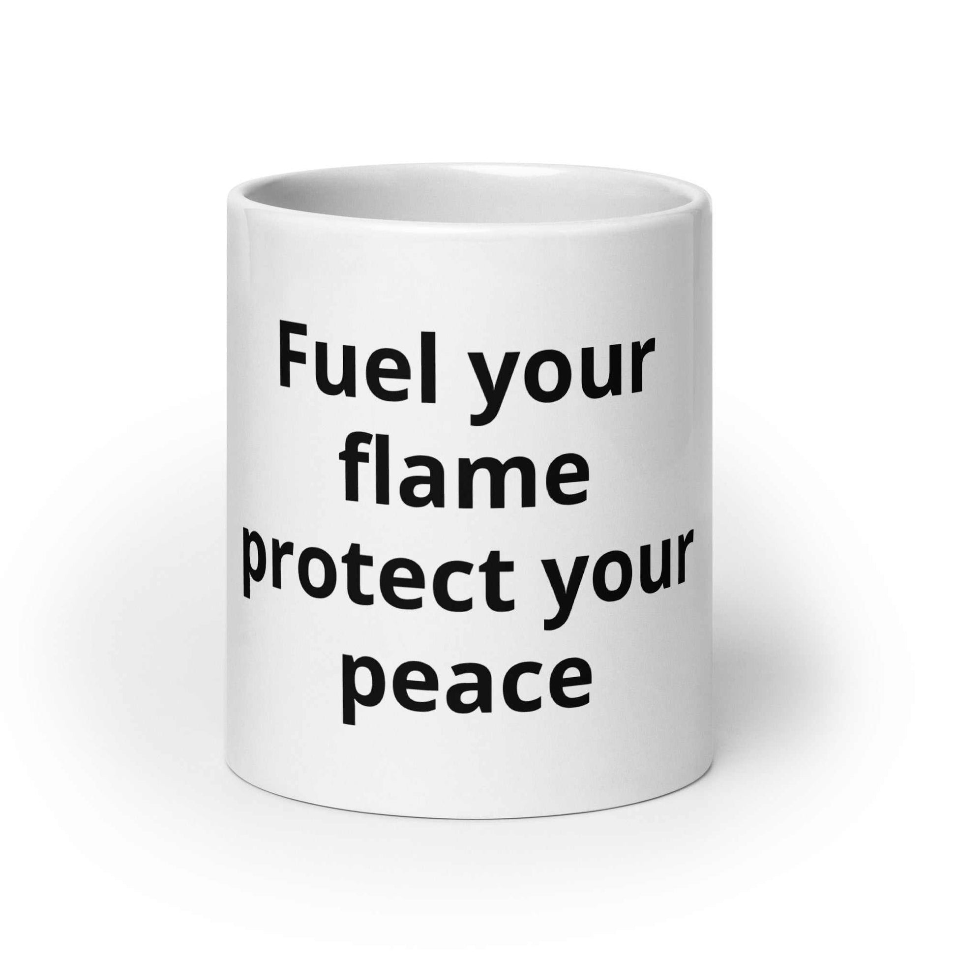 White glossy mug with affirmation design for intentional living and daily motivation
